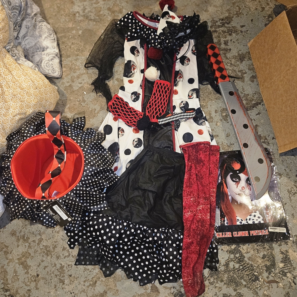 Harlequin Clown Costume for Kids - Black, White, Red